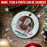 Personalized Memorial Ornaments Custom Photo Picture Cardinal in Loving Memory Double Sided Ceramic Christmas Ornament Sympathy Rememberance Keepsake Lost Loved One Gifts Xmas Tree Decor